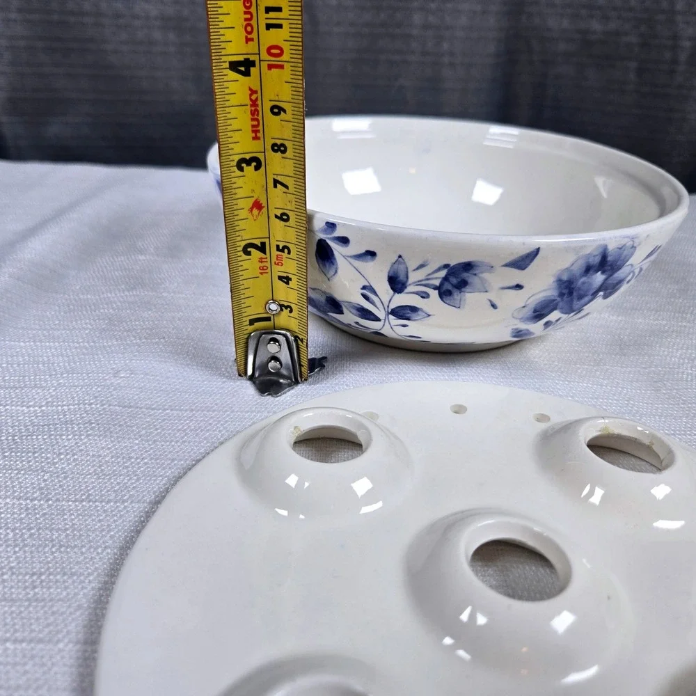 Lillian Vernon Japanese Hand Painted Blue & White Egg Bowl OR Bulb Planter